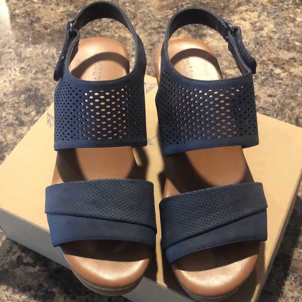 Indigo rd blue wedge sandals